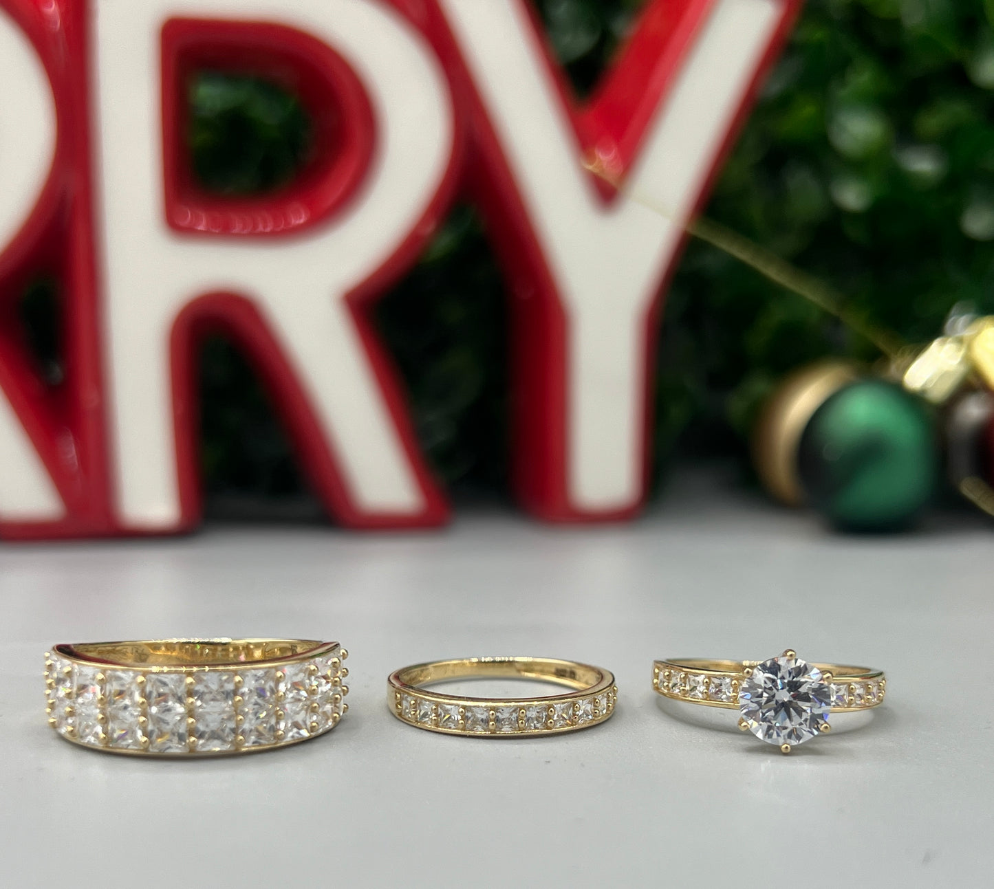14K Baguettes and ZC Wedding Trio by GDO