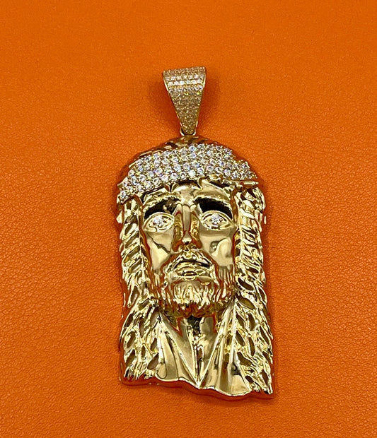 14K XL Jesus Face Pendant