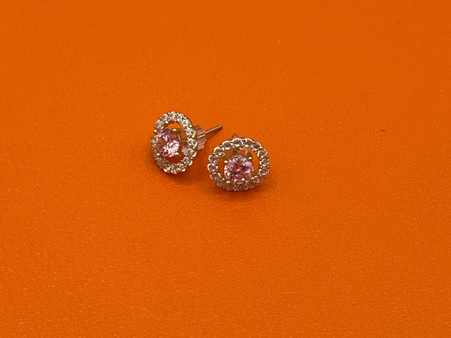 14K Round Pink Earrings