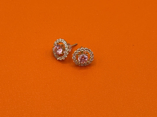 14K Round Pink Earrings