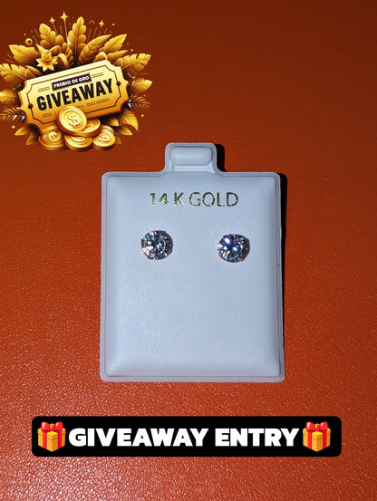 14K Gold Earrings with CZ Stone *5 GIVEAWAY ENTRY POINTS*