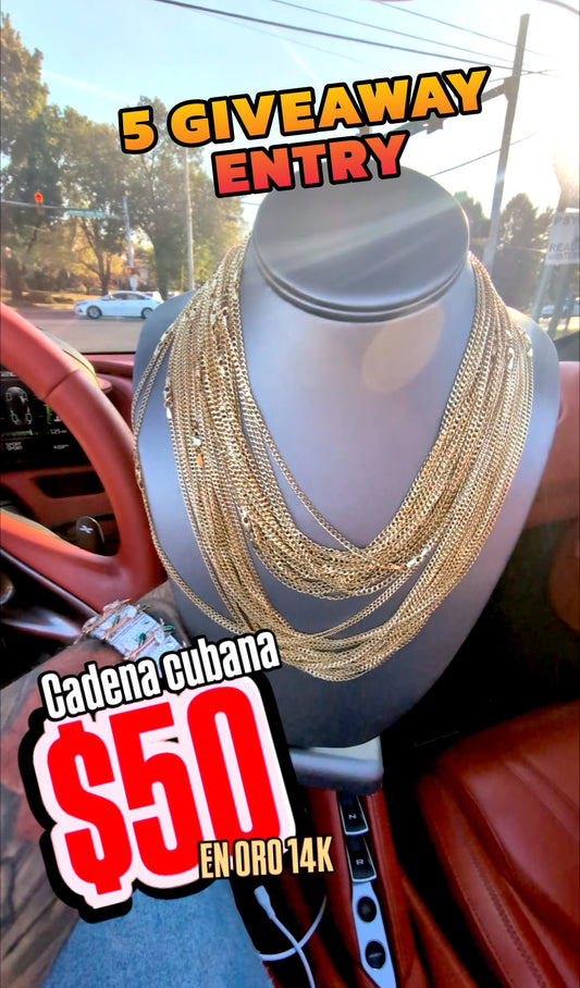 14k Cuban chain and earring combo *5 GIVEAWAY ENTRY POINTS*